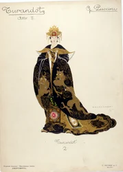 Kostüm für die Figur der Prinzessin Turandot in der Oper „Turandot“ des Komponisten Giacomo Puccini (1858-1924) - 1926