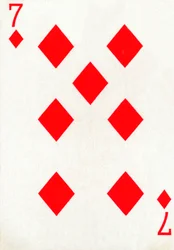 7 der Karo aus einem Kartenspiel von Goodall & Son Ltd., ca. 1940