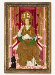 Ein Bischofheiliger mit einem Spender, Heiliger Ludwig von Toulouse, frühe 1400er