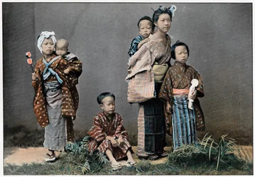 Eine Gruppe von Kindern, um 1890