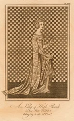 Eine Dame von hohem Rang in ihrer Staatskleidung, 14. Jahrhundert