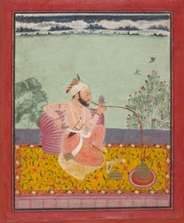 Ein Raja raucht eine Hookah, ca. 1690-1710