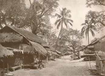 Eine typische burmesische Dorfszene, 1900