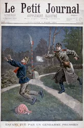 Ein Junge, der von einem preußischen Gendarmen erschossen wurde, als er aus einer Besserungsanstalt floh, 1900