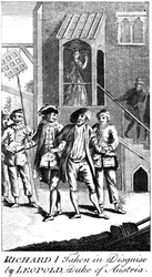 Ein verkleideter König Richard I. 1157-1199 gefangen von Leopold, Herzog von Österreich