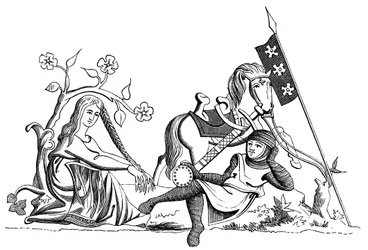 Ein Ritter und eine Jungfrau, 13. Jahrhundert, 1849
