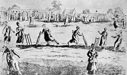 Ein Damen-Cricketspiel, Newington Green, Islington, London, 1811 1912
