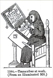Ein Mönch, der ein Manuskript illuminiert
