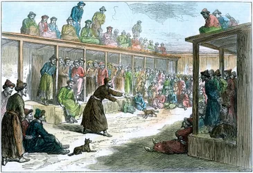 Ein professioneller Geschichtenerzähler in Kaschgar, Xinjiang, China, ca. 1875