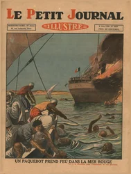 Ein Schiff fängt Feuer im Roten Meer, 1930