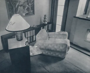 Ein kleines Zimmer, entworfen und eingerichtet von Michael Dawn, Bedford, England, 1935