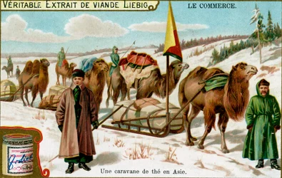 Eine Teekarawane in Asien, um 1900