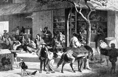 Ein Teemarkt in Japan, ca. 1880