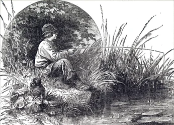 Ein Junge beim Angeln