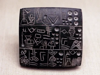 Verwaltungstafel aus Ton, Mesopotamien/Sumerisch, 3100-2900 v. Chr.