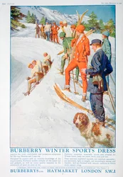 Werbung für Burberry-Wintersportkleidung, 1928