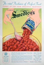 Werbung für Smedleys Dosenfrüchte