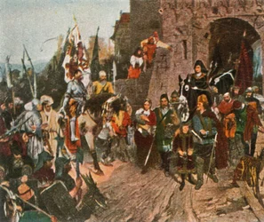 Agnes von Rosenberg übergibt die Burg ihres Vaters an die Hussiten, 1426, 1936
