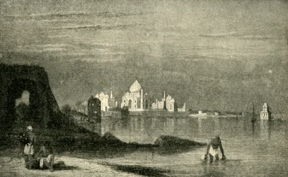 Agra und das Taj Mahal vom Fluss Jumna, 1820er, 1901