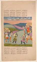 Ali und Omar auf dem Schlachtfeld, Folio aus einem Hamla-yi Haidari, ca. 1820