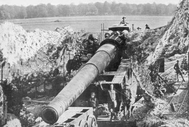 Amerikanische 14-Zoll-Eisenbahngeschütz, Meuse-Argonne-Offensive, Frankreich, 1918