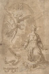 Ein Engel erscheint der heiligen Katharina von Alexandria im Gefängnis