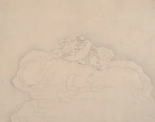 Ein Unsterblicher auf einer Wolke mit einem Paar Pfirsichen, 20. Jahrhundert