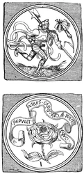 Alte Spielkarten: Bube und Ass, 1833
