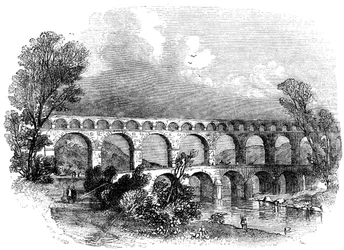 Aquädukt von Nimes am Pont du Gard, Frankreich, 1886