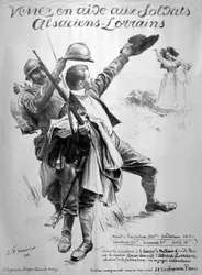Unterstützt die elsässischen Soldaten, französisches Plakat aus dem Ersten Weltkrieg, 1916