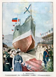 In Toulon, Stapellauf des russischen Schlachtschiffs Cesarevitch, 1901