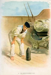 Am Hinterladergeschütz, um 1890-1893