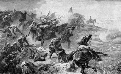 Angriff der baskischen Karlisten während des Aufstands von 1872-1876