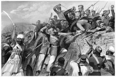 Angriff der Meuterer auf die Redan-Batterie in Lucknow, 30. Juli 1857, um 1860