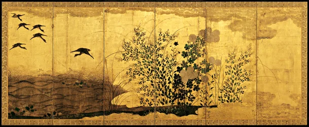 Herbstlandschaft mit Wildgänsen, um 1650