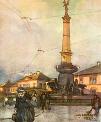 Bahnhof mit Vereinigungsbrunnen, um 1929