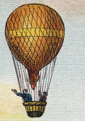 Ballon. Gravur in "Alphabet de ma petite fille". Bernardin-Bechet und Fils, Buchhändler-Verleger, Paris, um 1895. Unzerbrechliches Album auf Leinwand. Bibliotheque des Bebes. 12 Seiten. Album mit einer Lesemethode und einem illustrierten Abecedarium.