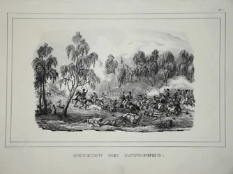 Schlacht zwischen russischen Truppen und französischer Kavallerie bei Ostrovno, 25.-26. Juli 1812