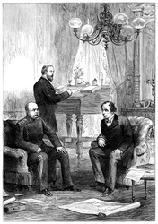 Benjamin Disraeli 1804-1881 trifft Otto von Bismarck 1815-1898, Berlin, 1878