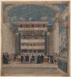 Binche-Palast während der Feierlichkeiten im August 1549, 1549