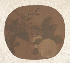 Vogel auf einem Kamelienzweig, ca. 1000