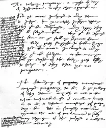Bischof Latimers Argumente gegen die katholische Lehre des Fegefeuers mit Randnotizen von König Heinrich VIII., ca. 1538