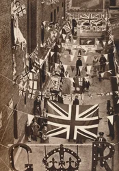 Blackfriars, London, dekoriert für die Krönung von König Georg VI., 1937