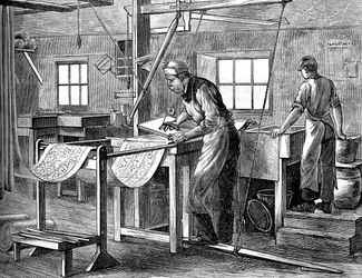 Blockdrucker bei der Arbeit, ca. 1880