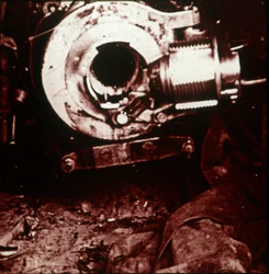 Verschluss eines großen Kanonenrohrs, ca. 1914-1918