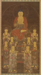 Buddha Amitabha Amita und die Acht Großen Bodhisattvas, Späte Goryeo-Periode, Mitte-Ende des 14. Jahrhunderts