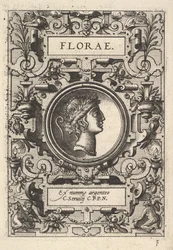 Büste von Florae umgeben von Riemenwerk, aus der Serie Deorum dearumque, ein Satz von Bildern..., 1573