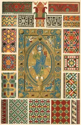 Byzantinische eingelegte Emaille, Marmormosaik, Glasmosaik, 1898