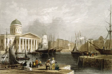 Canning Dock, Liverpool, mit dem Zollhaus, 1841