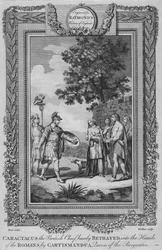 Caractacus der britische Häuptling, niederträchtig an die Römer verraten von Cartismandua, ca. 1787